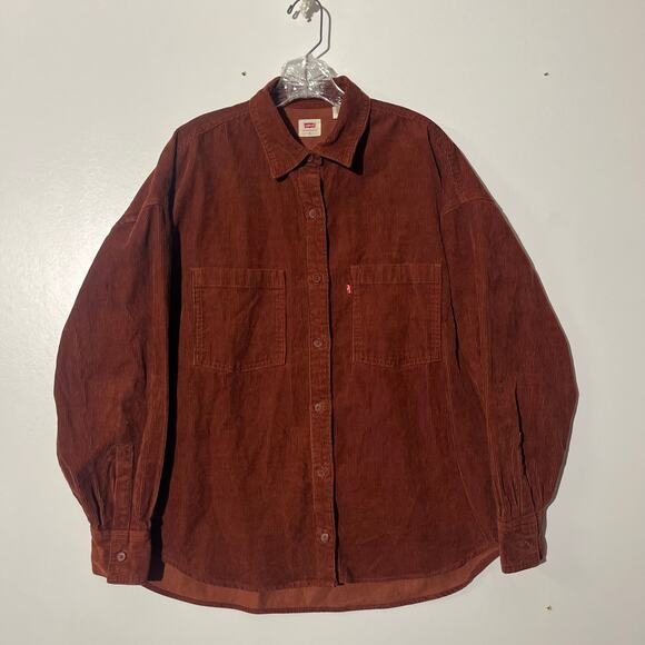 Levi’s Casual Orange Corduroy Fleece Button Up Flannel Men’s Size Small - Picture 1 of 7